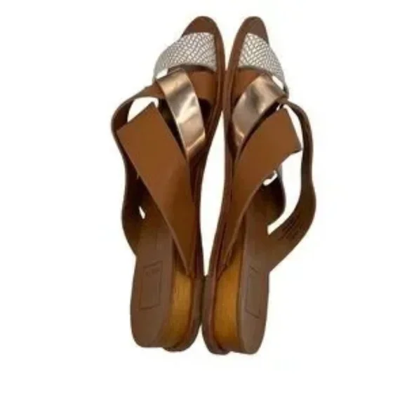 Dolce Vita Preslie Brown Rose Gold Wedge Strappy Sandals Size 7.5 Women’s - Picture 7 of 9